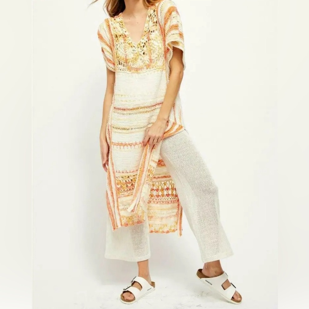 FREE PEOPLE Sunflare Combo Crochet Kaftan/Dress